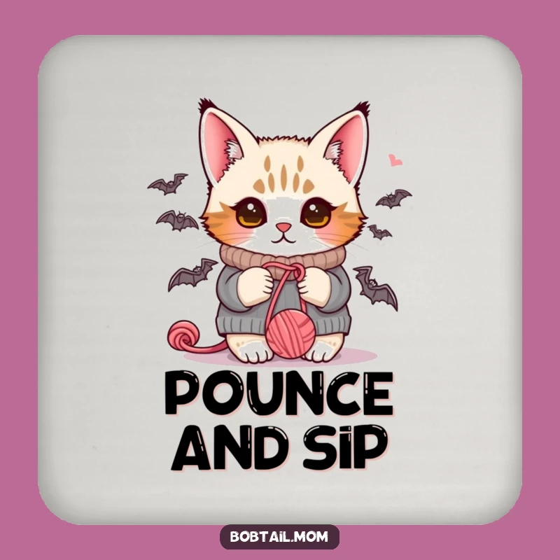 Funny Bobtail Cat Sweater Yarn Coaster - Protect Surfaces with Humor