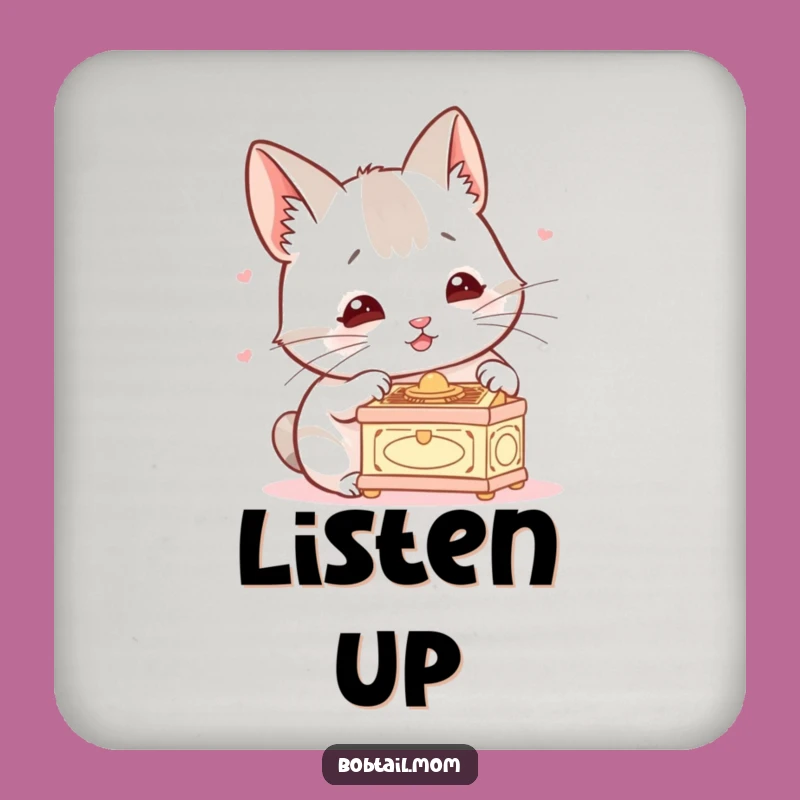 Funny Bobtail Music Box Coaster Set: Adorable Dog Drink Protector, Whimsical Funny Gift