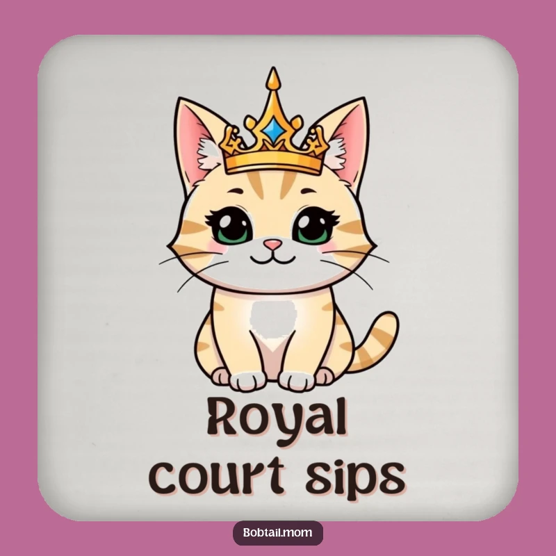 Funny Majestic Bobtail Cat King Drink Coaster: Protect Your Royal Thirst!