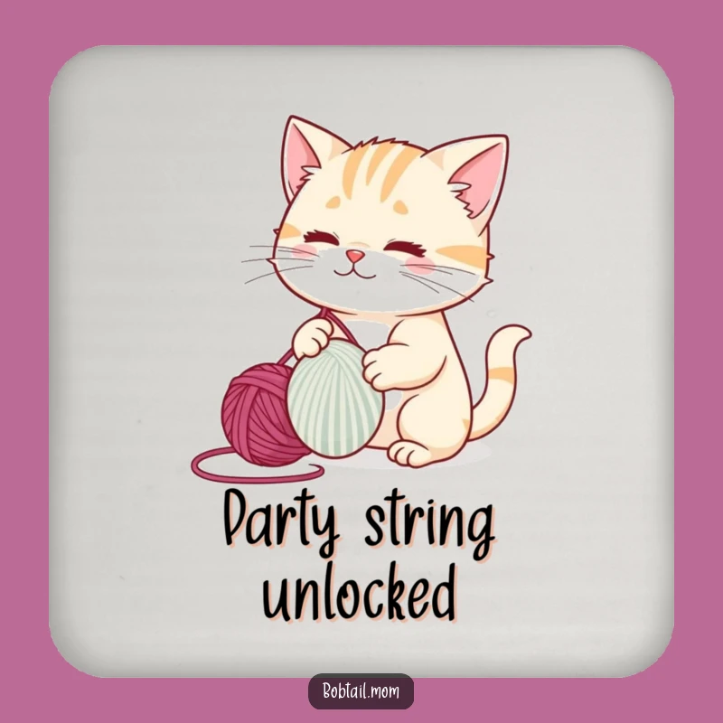 Funny Bobtail Cat Coaster Set: Playful Yarn Protection Gift