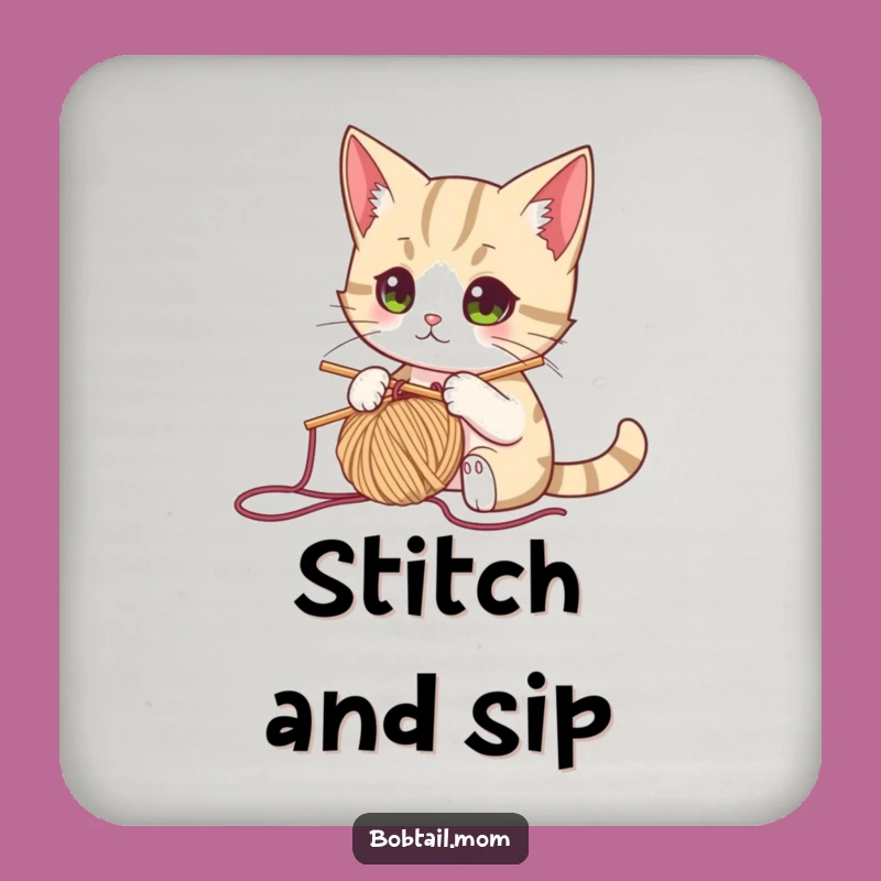Funny Knitting Cat Coasters: Protect Surfaces with Crafty Humor