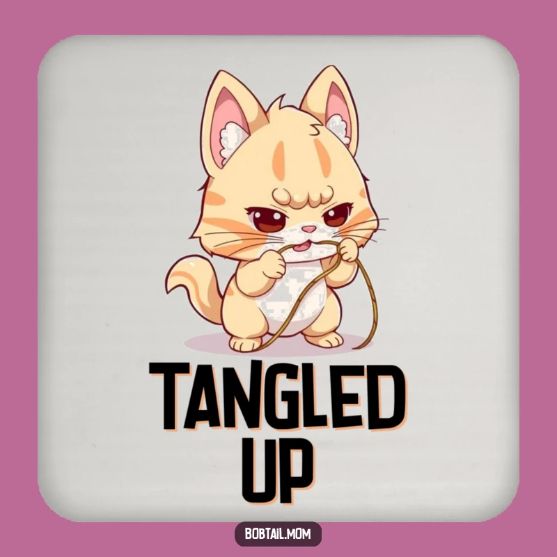 Funny Bobtail String Coaster Set: Determined Dog Drink Protector, Whimsical Funny Gift