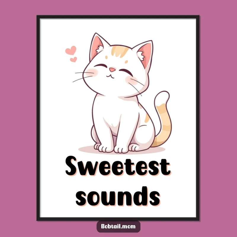 Funny Bobtail Cat Poster: Gentle Swish Tail Art, Sweet Wall Decor Gift