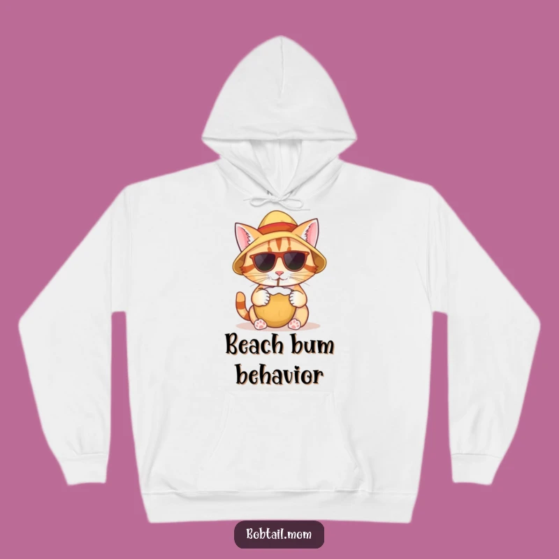 Funny Bobtail Cat Tropical Hoodie: Stay Cozy with Hilarious Island Vibes