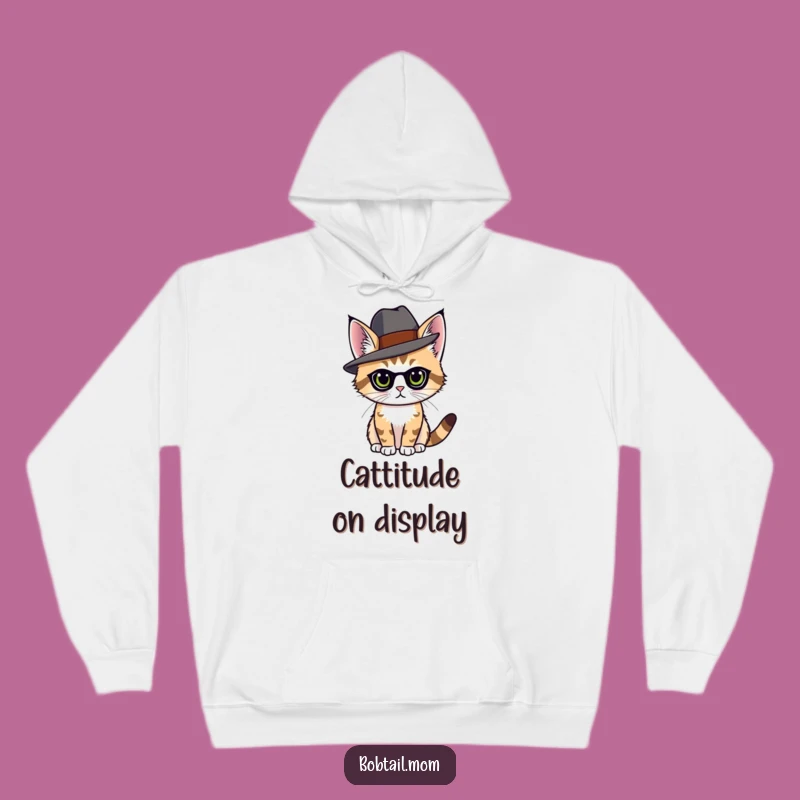 Funny Bobtail Cat Hat Hoodie - Cozy Feline Fashion Sweatshirt Gift