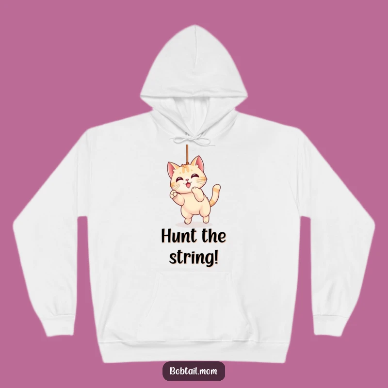 Cozy Funny Kawaii Bobtail Cat Pouncing Hoodie for Ultimate Comfort