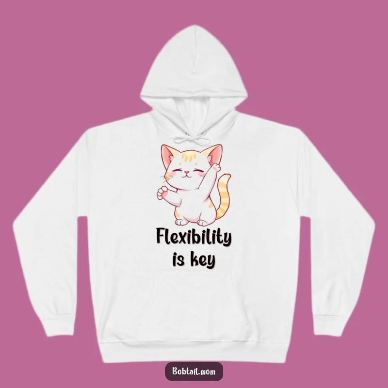 Funny Bobtail Cat Stretch Hoodie: Cozy Graceful Feline Sweatshirt, Ideal Funny Gift