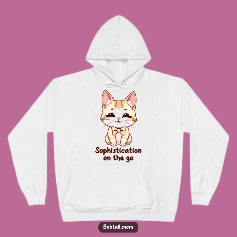 Funny Bobtail Cat Bowtie Hoodie: Cozy Smiling Feline Sweatshirt, Perfect Funny Gift