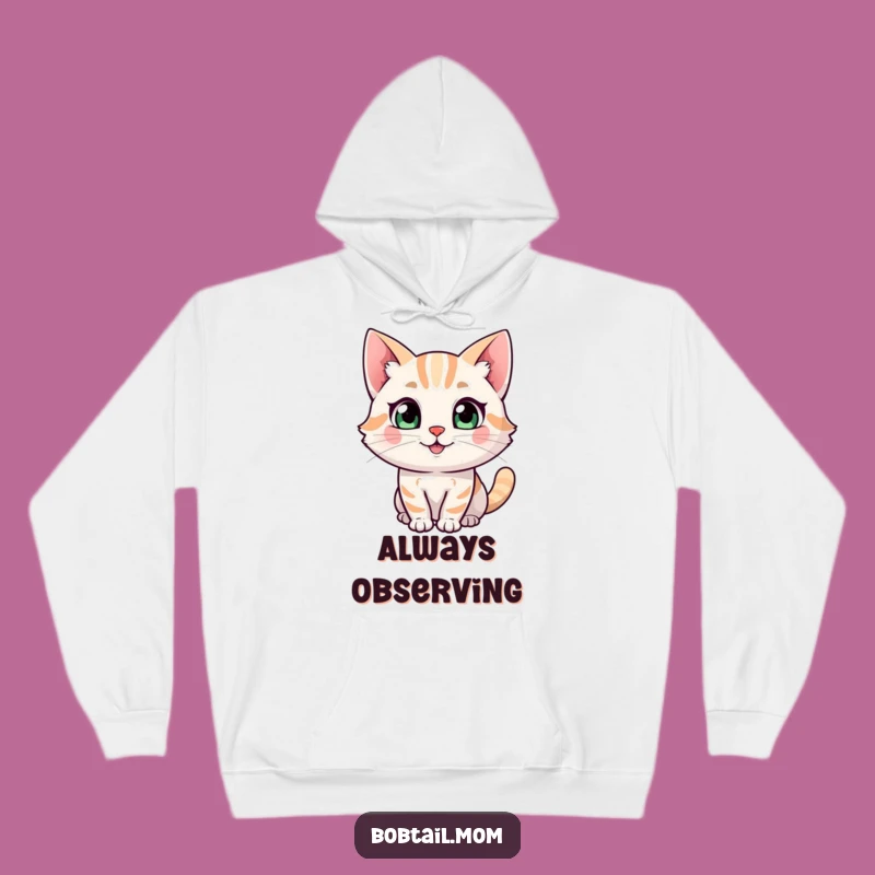 Funny Bobtail Cat Hoodie: Curious Happy Character Comfort, Cat Gift