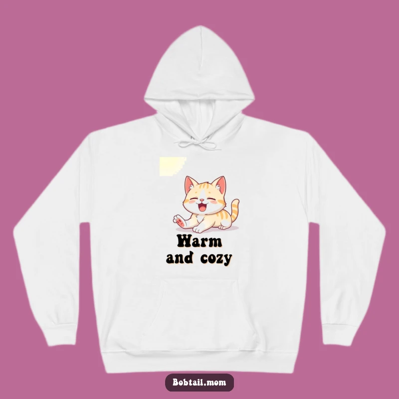 Funny Bobtail Cat Hoodie: Cute Cat Yawning in Sunlight