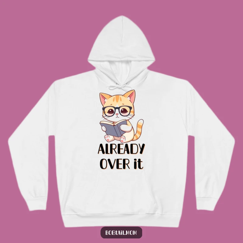 Funny Bobtail Cat Reading Hoodie: Cozy Up with a Scholarly Feline Friend