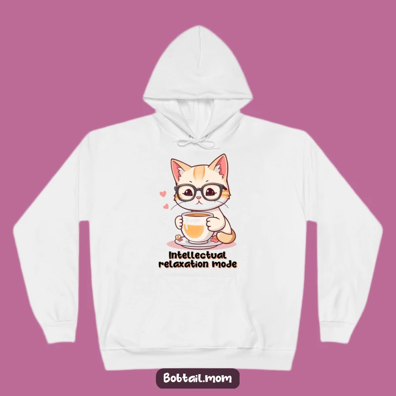 Funny Bobtail Cat Reading Hoodie: Stay Warm with Hilarious Bookish Comfort