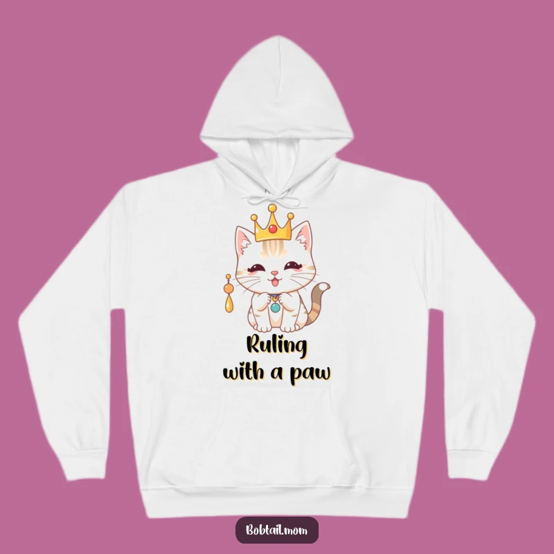 Funny Royal Bobtail Cat Hoodie: Cozy Reign with Playful Charm