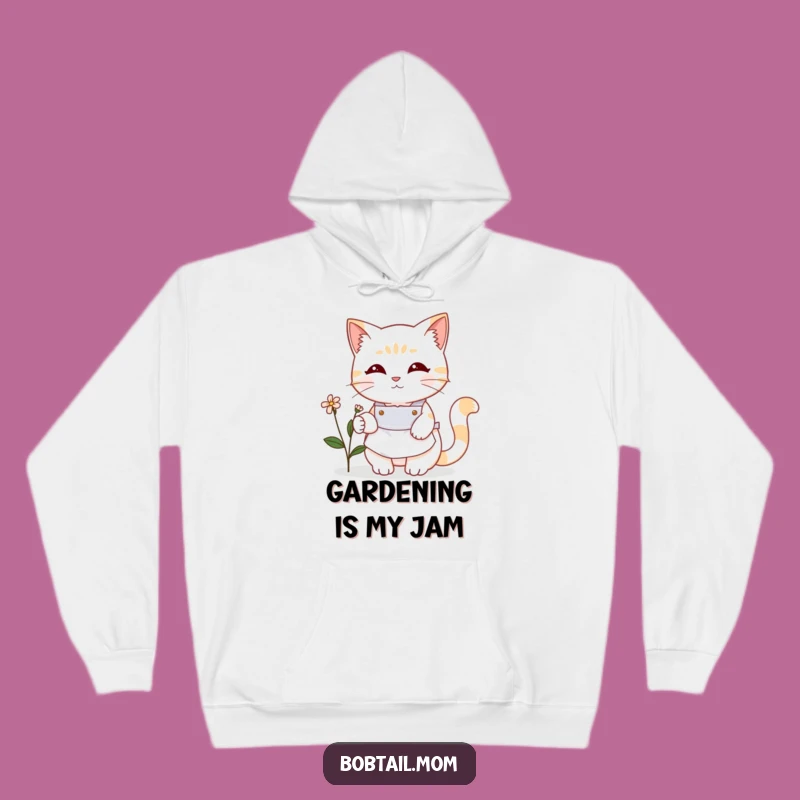 Cozy Funny Bobtail Cat Gardener Hoodie: Cute Apron Feline Comfort Gift