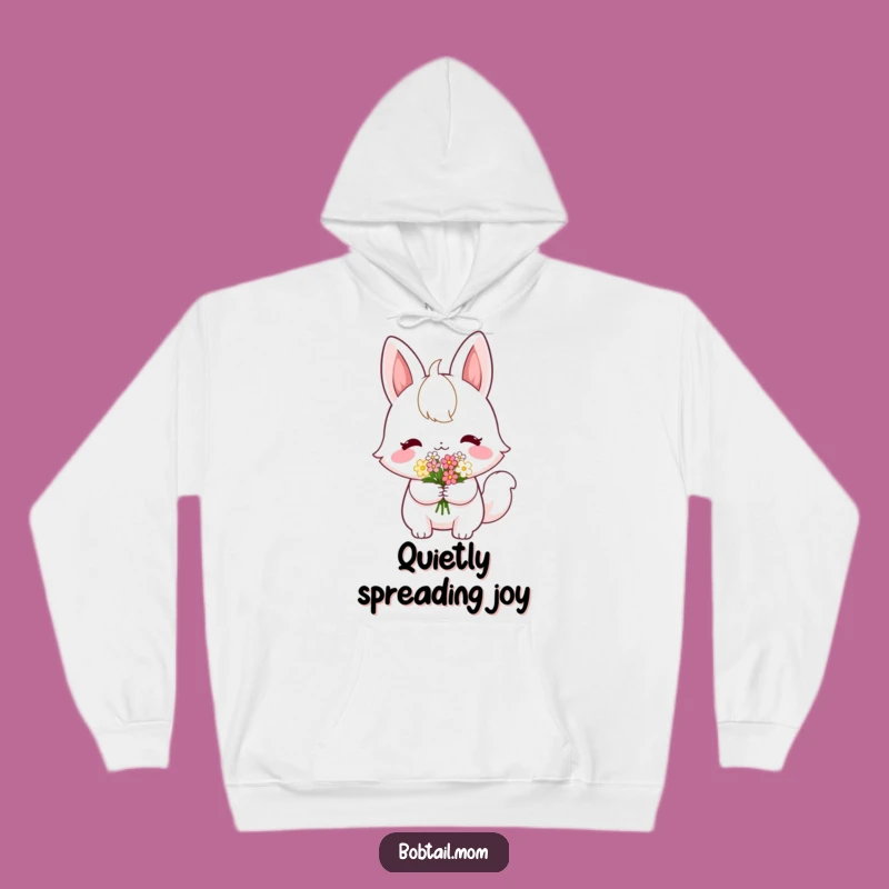 Funny Shy Bobtail Flower Hoodie: Cozy Comfort with a Sweet Touch, a Hilarious Gift