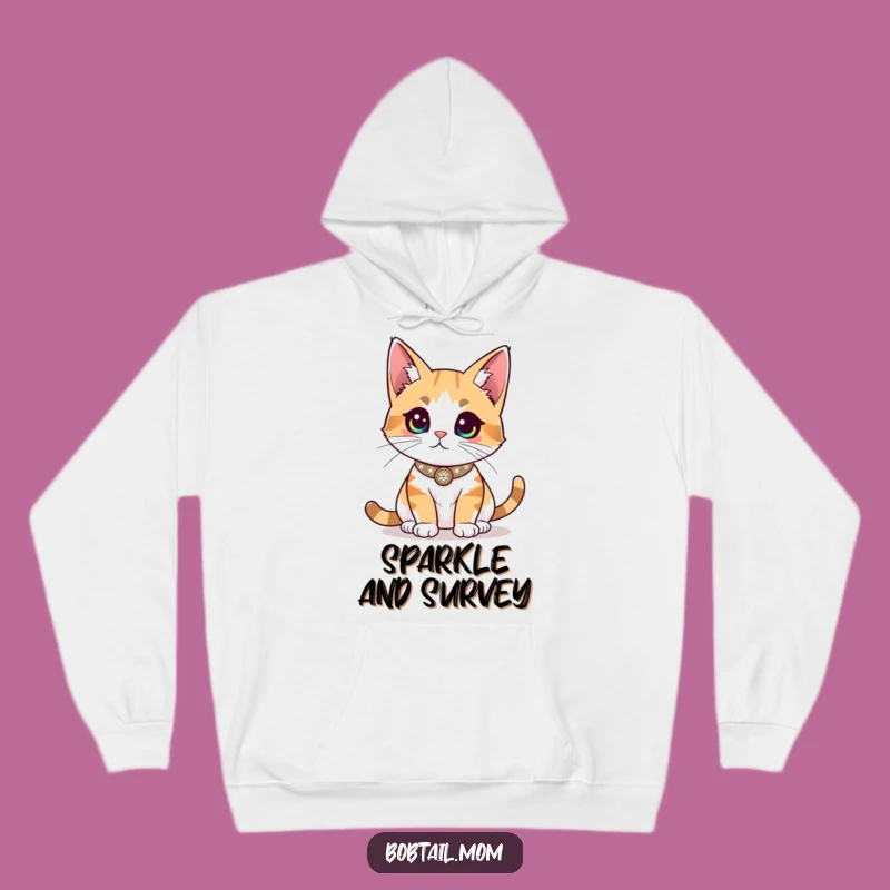 Funny Bobtail Cat Sparkly Hoodie - Cozy & Regal Cat Lover Gift