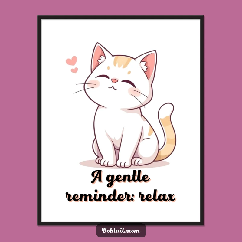 Free Printable Wall Art: Gentle Bobtail Cat, Serene Downloadable Decor