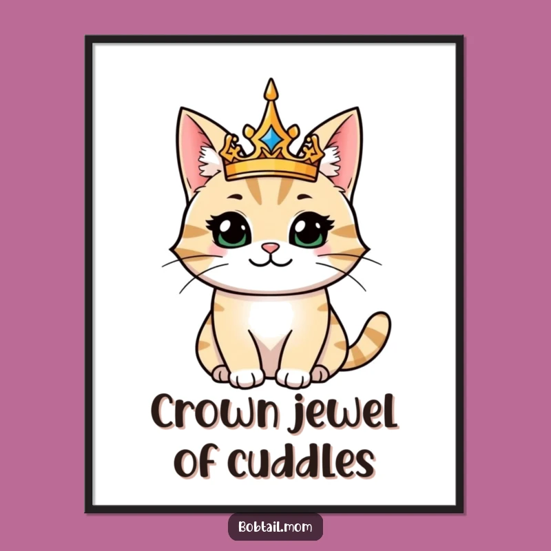 Majestic Bobtail Cat King Wall Art: Free Printable Downloadable Royal Decor!