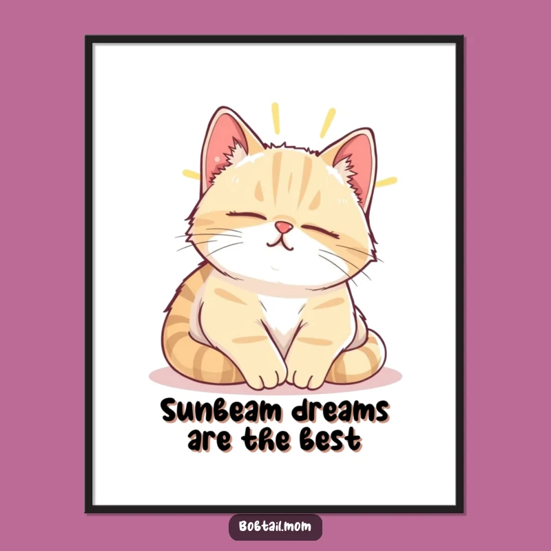 Free Printable Bobtail Cat Wall Art: Funny Napping Cat Decor for Peaceful Spaces