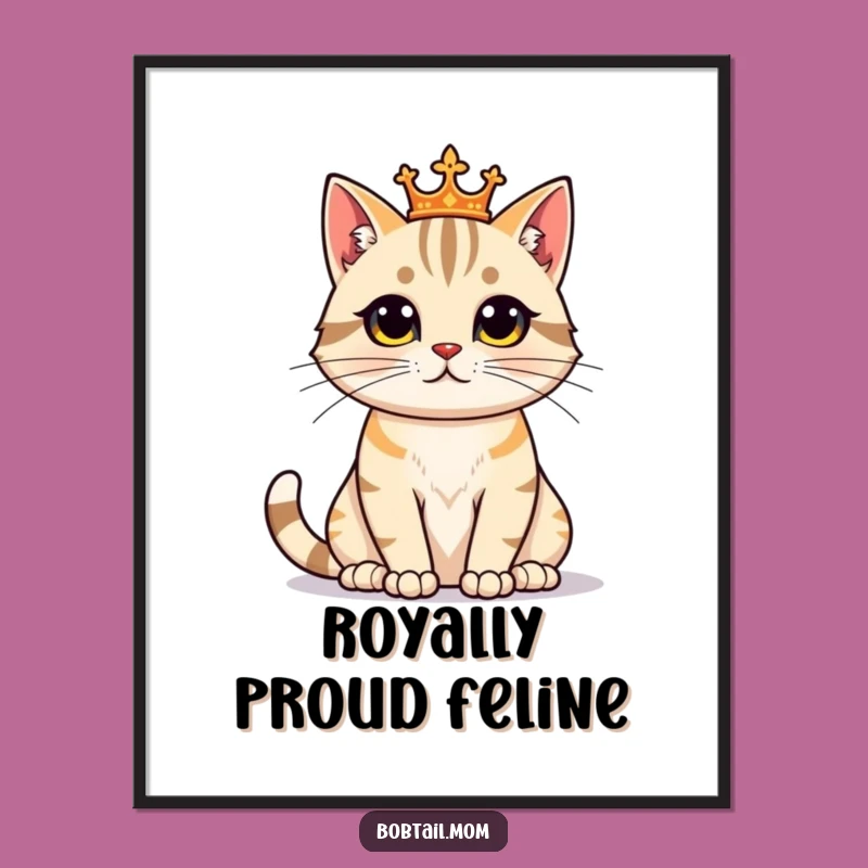 Free Printable Bobtail Cat Wall Art: Regal Proud Cat Funny Downloadable Decor