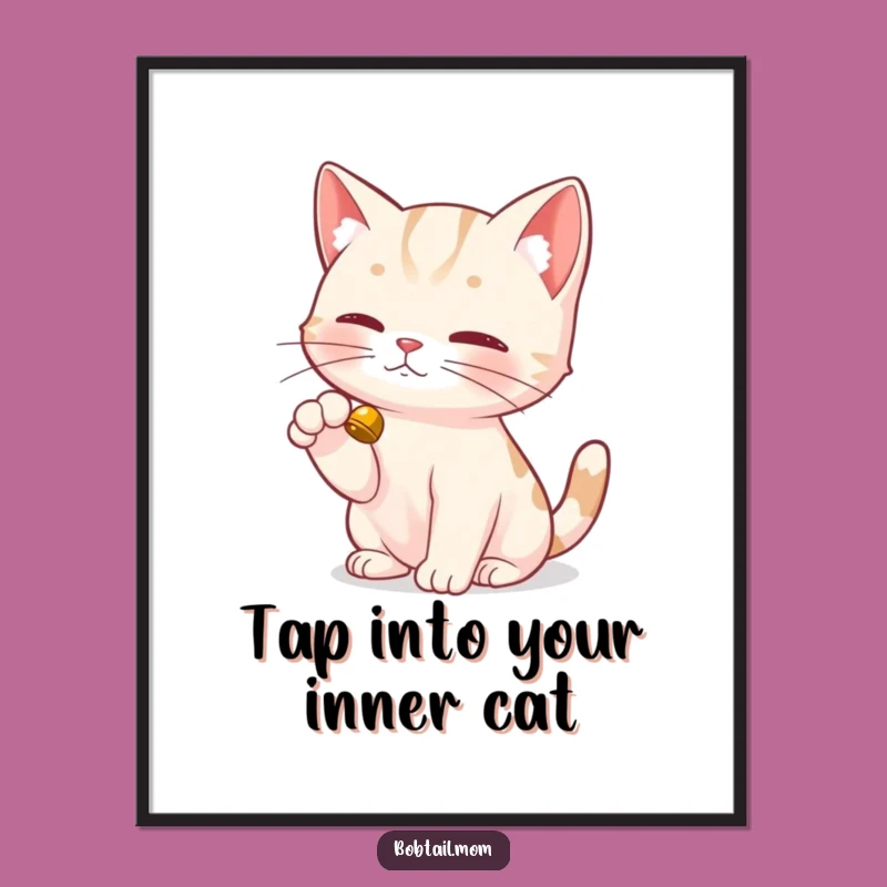 Free Printable Wall Art: Playful Bobtail Cat, Whimsical Downloadable Decor