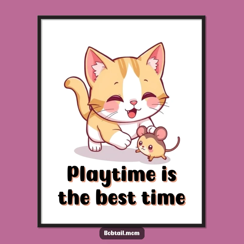 Funny Free Printable Wall Art: Cat Pouncing Playful Decor Downloadable