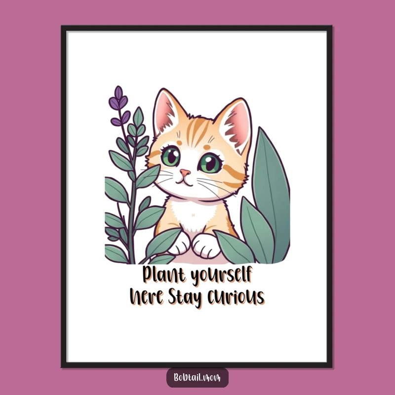 Free Printable Bobtail Cat Wall Art: Funny Peeking Cat Decor for Playful Spaces