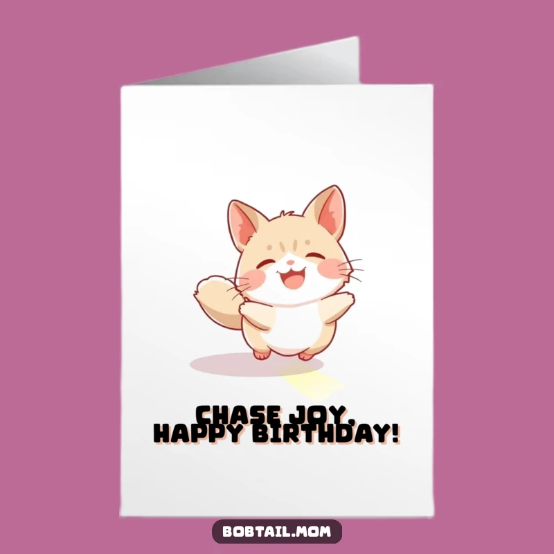 Birthday Free Printable Card: Sunbeam Chasing Bobtail, Joyful Downloadable Gift!
