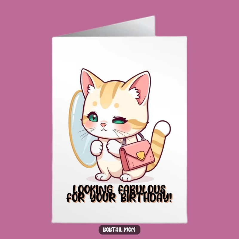 Free Printable Vanity Bobtail Cat Birthday Card: Funny DIY Fashion Gift