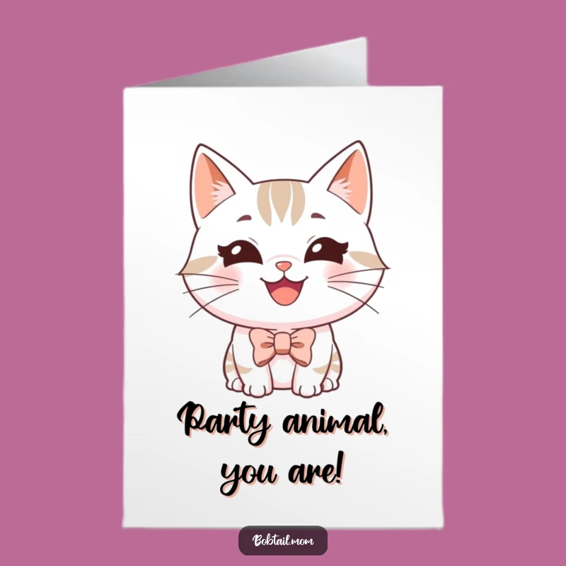 Free Printable Birthday Card: Dapper Bobtail Cat Bowtie - Hilarious Downloadable Gift