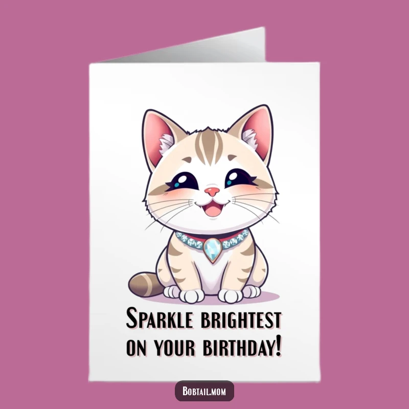 Free Printable Happy Bobtail Cat Birthday Card: Joyful DIY Downloadable Gift