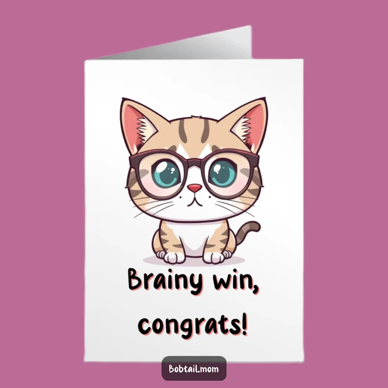 Free Printable Smart Bobtail Cat Congrats Card - Funny DIY Downloadable Gift for Achievements