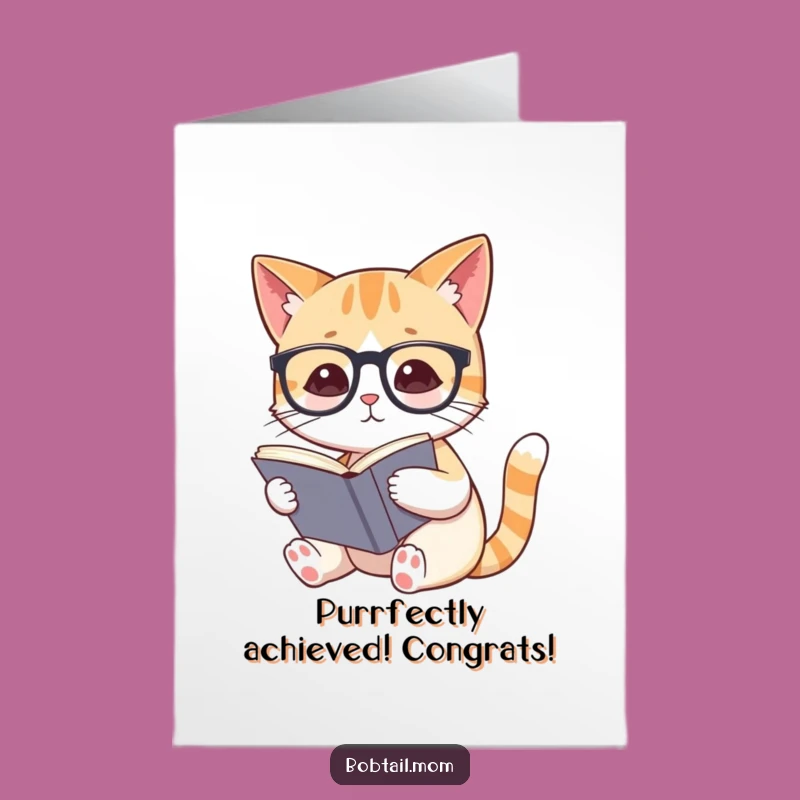 Free Printable Bobtail Cat Reader Congrats Card - Humorous Downloadable Gift