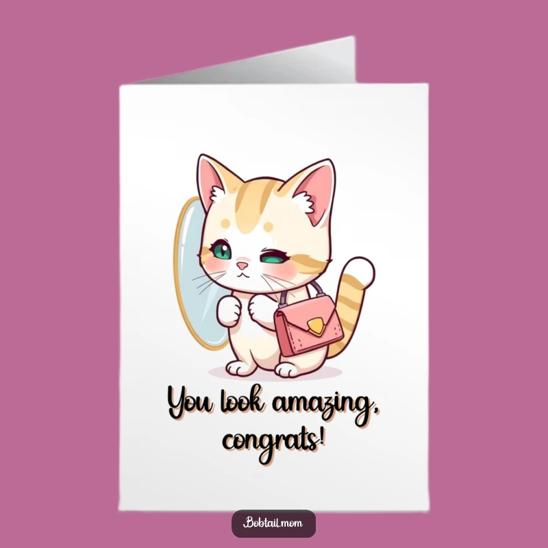 Free Printable Chic Bobtail Cat Congrats Card: Stylish DIY Download