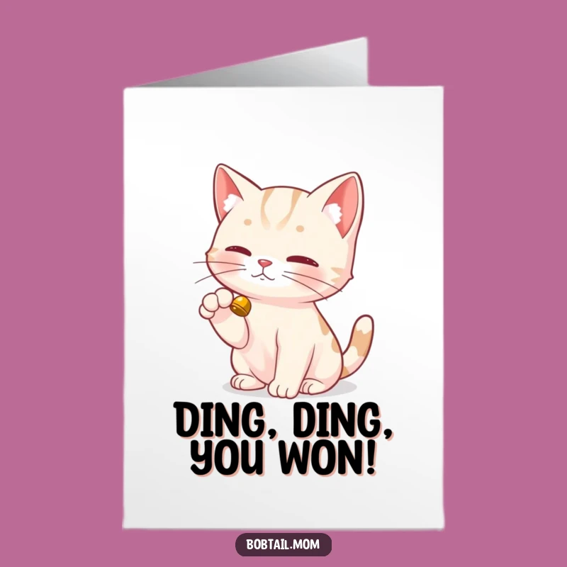 Free Printable Congrats Card: Playful Bobtail Cat, Cheerful Downloadable Gift