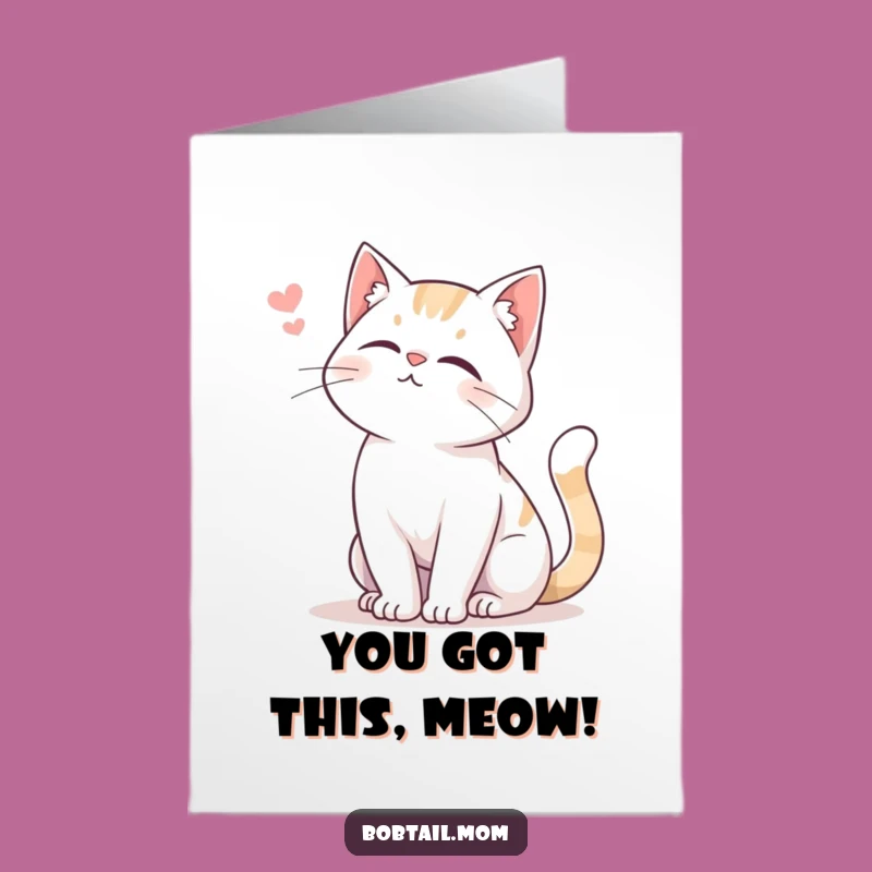 Free Printable Congrats Card: Sweet Bobtail Cat, Kind Downloadable Gift