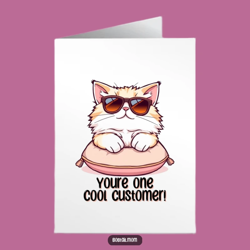 Free Printable Congratulations Card: Bobtail Cat Sunglasses - Funny Downloadable Gift