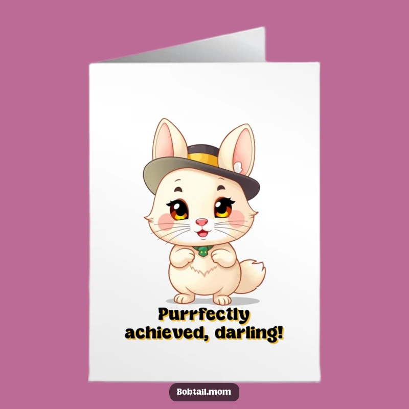Congrats Free Printable Card: Sassy Bobtail Celebrates Your Win, Perfect Downloadable Gift!
