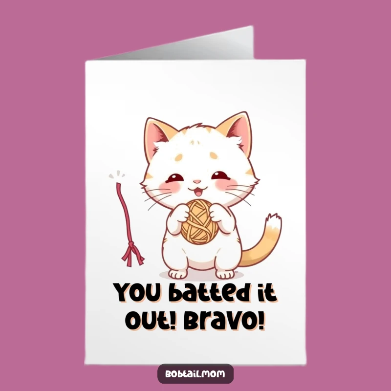 Free Printable Congrats Card: Cat Yarn Fun Funny Downloadable Gift