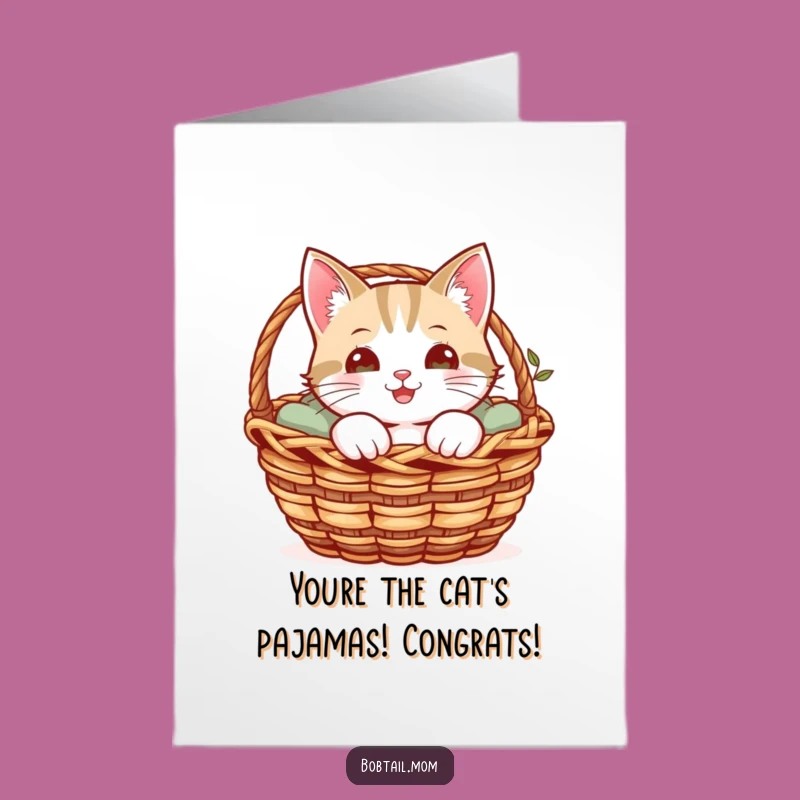 Free Printable Congrats Card: Cat Basket Surprise Funny Downloadable Gift