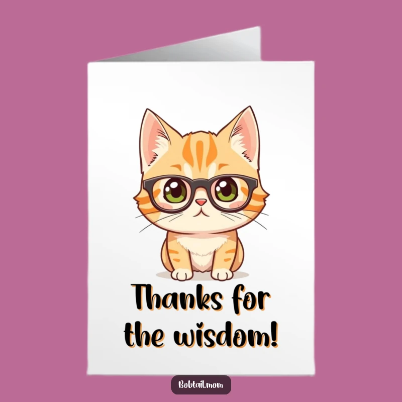 Clever Thank You Card Free Printable: Bobtail Cat Glasses, Amusing Downloadable Gift