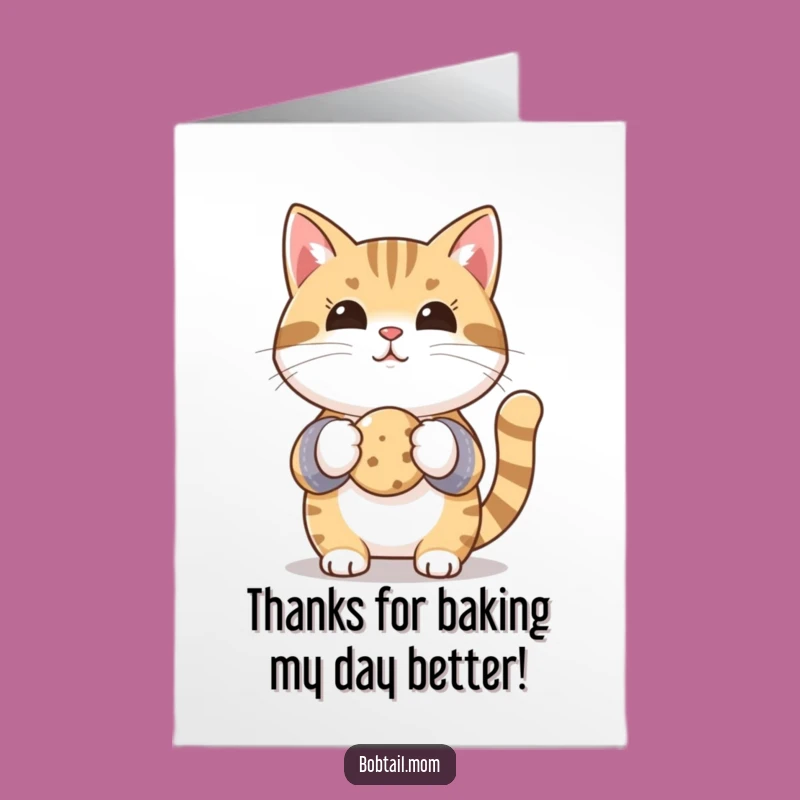 Free Printable Bobtail Cat Oven Mitts Cookie Thank You Card - Funny Downloadable Gift