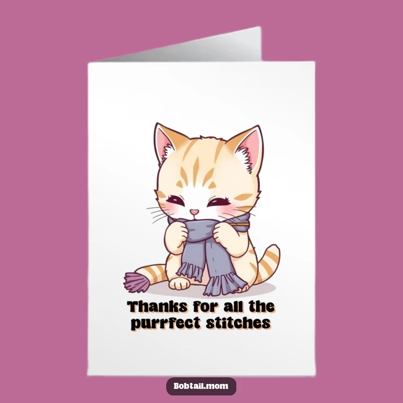 Free Printable Bobtail Cat Thank You Card: Funny DIY Effort Download