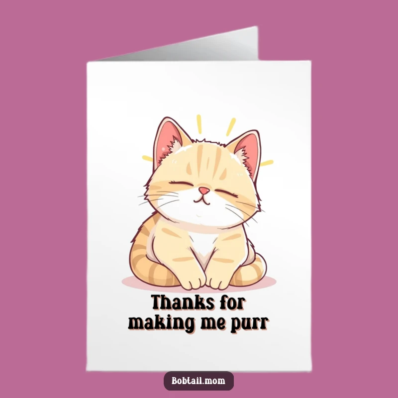 Free Printable Bobtail Cat Thank You Card: Funny Napping Cat Appreciation Card