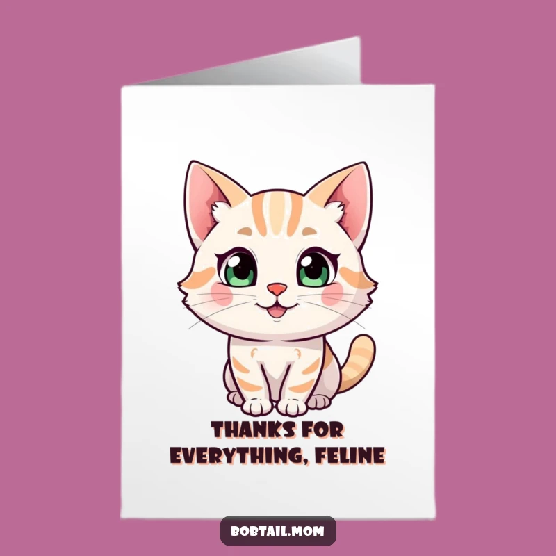 Free Printable Thank You Card: Curious Bobtail Cat Funny Downloadable Gift