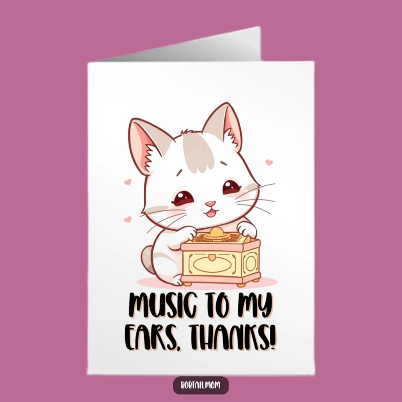 Free Printable Bobtail Thank You Card: Funny Cat Music Lover, Downloadable Appreciation