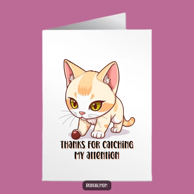 Free Printable Thank You Card: Determined Bobtail Cat, Bold Downloadable Gift