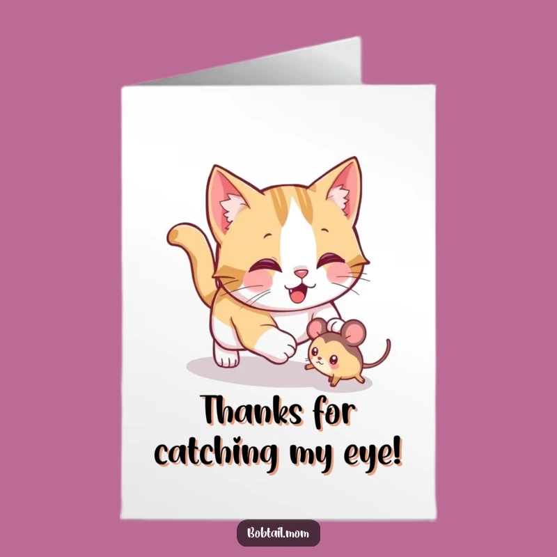 Free Printable Thank You Card: Cat Pouncing Thanks Downloadable Gift