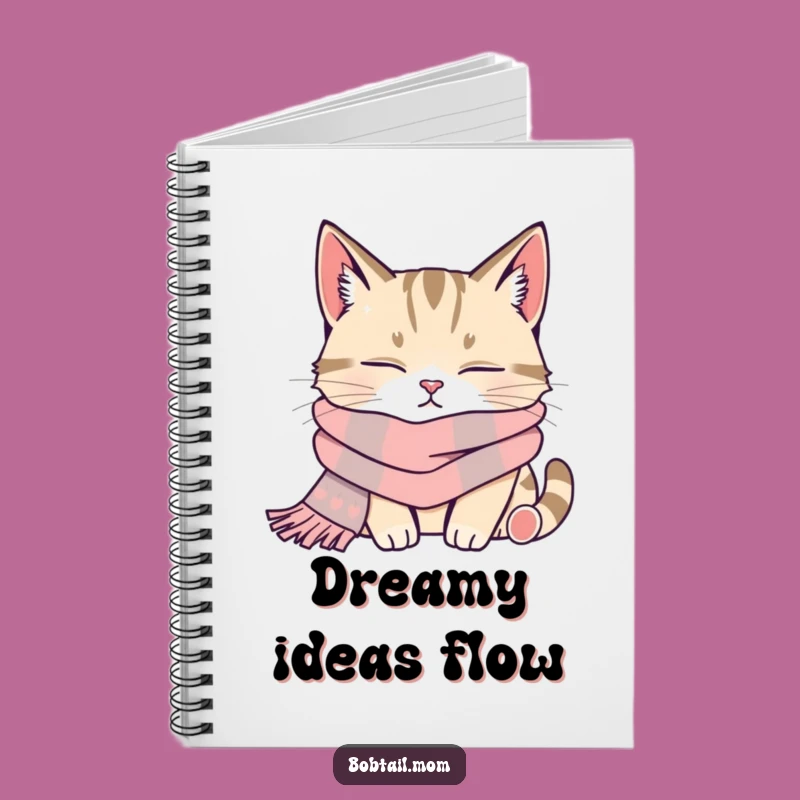 Funny Bobtail Cat Scarf Notebook: Cozy Thoughts Journal Gift