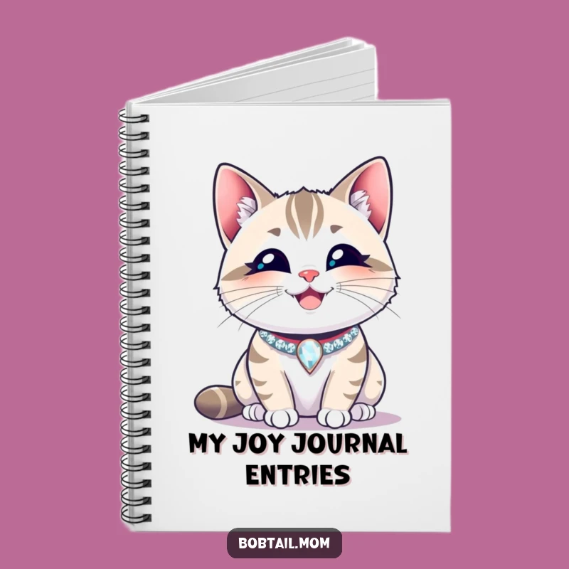 Funny Bobtail Cat Happy Collar Notebook: Jot Down Happy Thoughts with Feline Joy